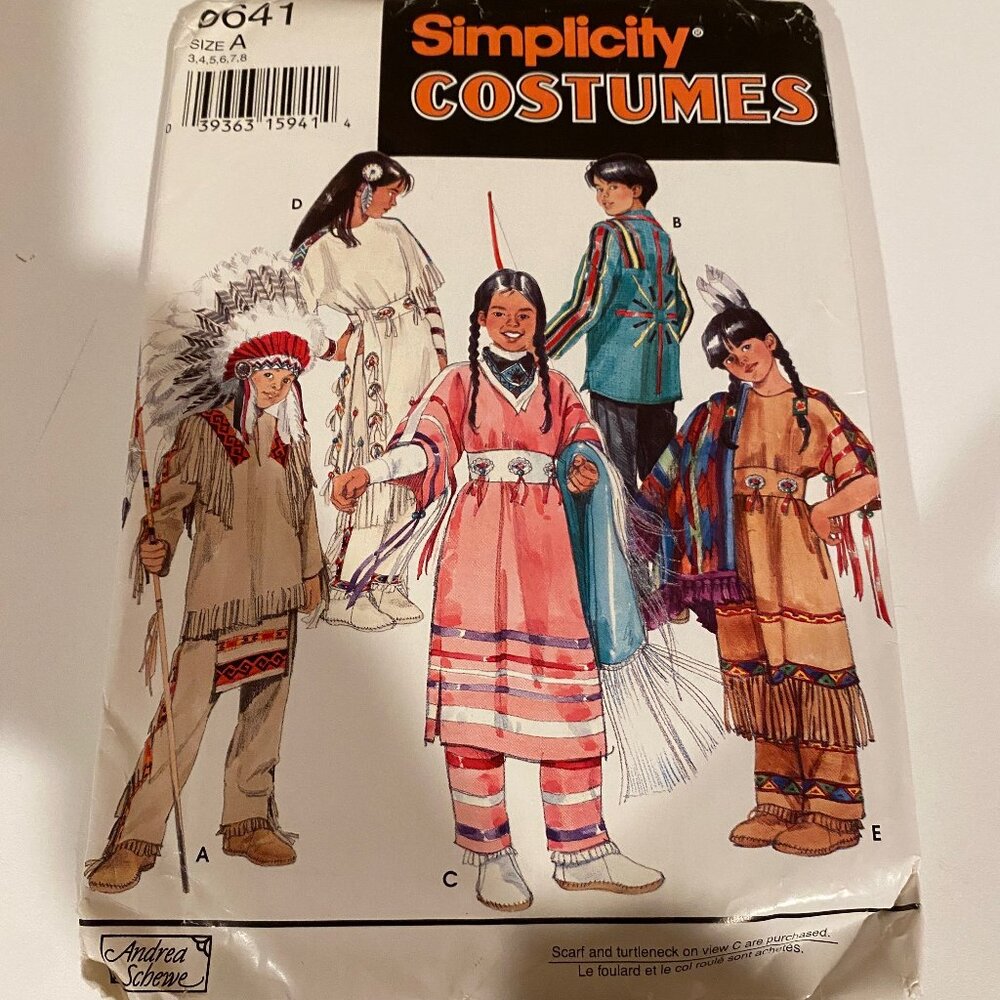 Simplicity 0641‎ Native American Dress Costume Pattern Child Size 3–8